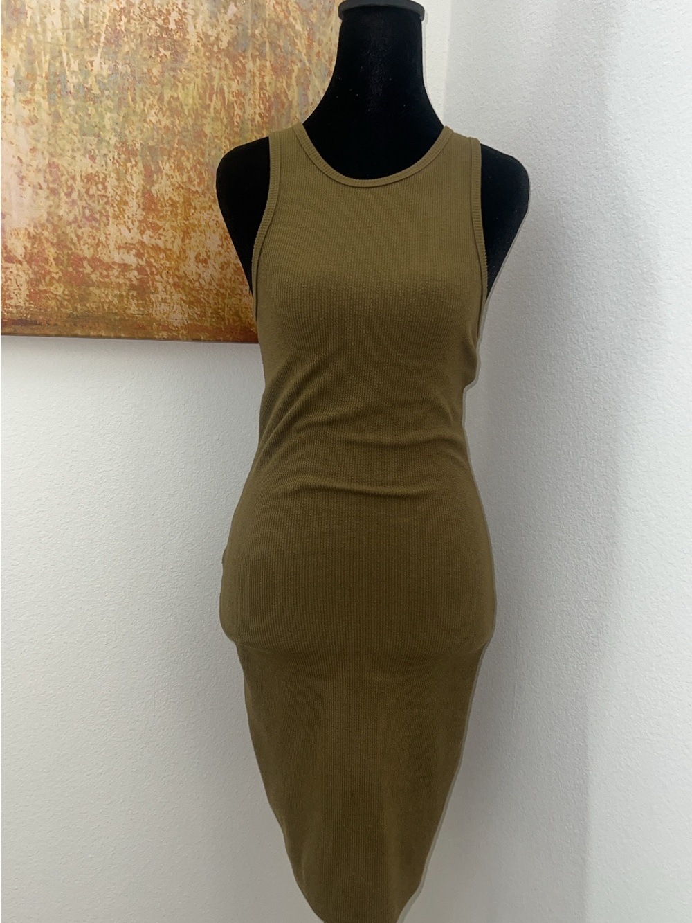 Forever 21 Olive Ribbed Tank Midi Dress